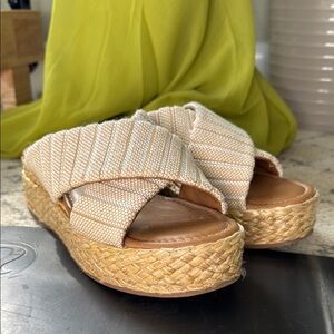 Women's cream summer wedge sandal